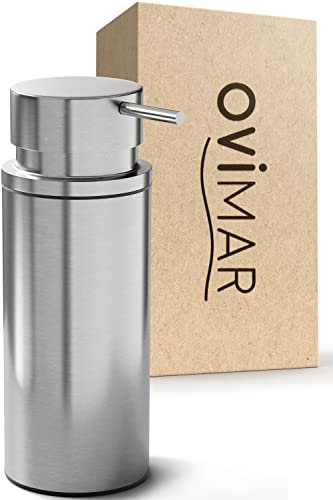 ovimar Seifenspender Sletterhage | Silber | Edelstahl | freistehend ohne Bohren | mit extra großer Öffnung leicht wiederbefüllbar | für Badezimmer oder Küche