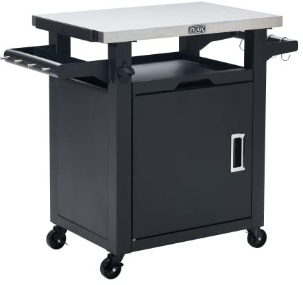 NUUK Deluxe Outdoor Rolling Prep Station, 50,8 x 76,2 cm, Edelstahl, Küchen-Aufbewahrungsinsel mit geschlossenem Schrank und Schublade