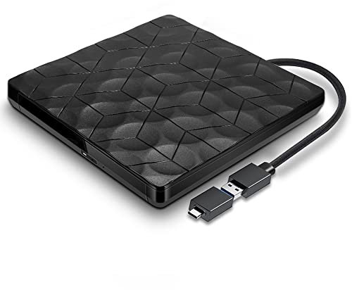 Comter Lettore DVD esterno USB 3.0 USB-C portatile DVD/CD e CD DVD-/+RW Bruciatore/Plug&Play/Low Noise per laptop, desktop, PC, Mac