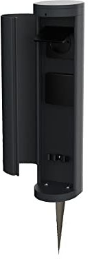 Novatool 1x Steckdosenturm 2-fach außen Anthrazit rund mit Blende IP44 mit Erdspieß Steckdose Aussen Gartensteckdose Outdoor Steckdosesäule Garten Steckdosenturm