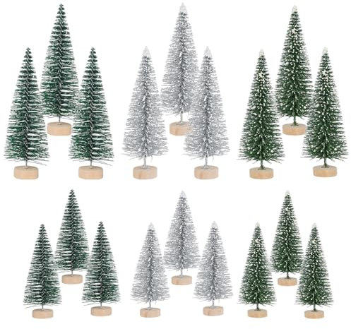 SLFYEE 18pcs Künstlicher Weihnachtsbaum Mini Tannenbaum Weihnachtensdeko Tisch Tannenbaum Klein Weihnachtsbaum Unechte Christbaum 9/7cm