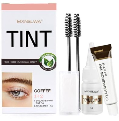MXNSLWA Instant Lash & Brow Set, Natural Bushy Eyebrow Makeup Kit, Long Lasting Spot coloring 100% Gray Converge DIY Hair Dying for Salon Home Use 7ml (Coffee)