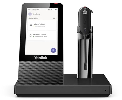 Yealink WH67 Wireless DECT Headset Upgrade,Teams Certified,Compatible with Desk Phone, PC, Mobile Phone, Office Single Ear (Mono) Bluetooth Headset, Noise Cancelling Mic,394ft Range,8H Talk Time