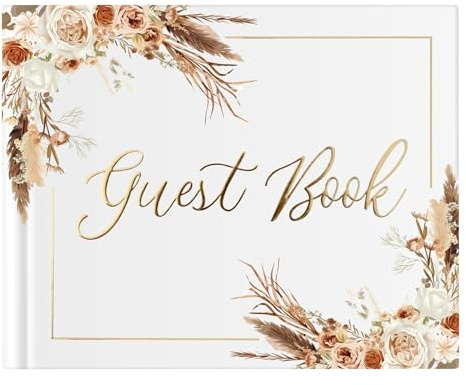 Wedding Guest Book for Guests to Sign, Elegant Wedding Guestbook Ideas, Sign in Book for Bridal and Baby Shower, Polaroid Guest Book, 100 Thick Lined and Blank Pages for Party, Wedding Books