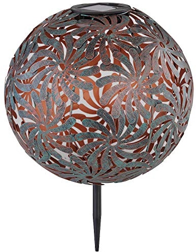 GLOBO Solarleuchte Erdspieß Kugelleuchte Solar Stecklampe antik gold, Lichteffekt, Metall, LED warmweiß, DxH 26x37 cm