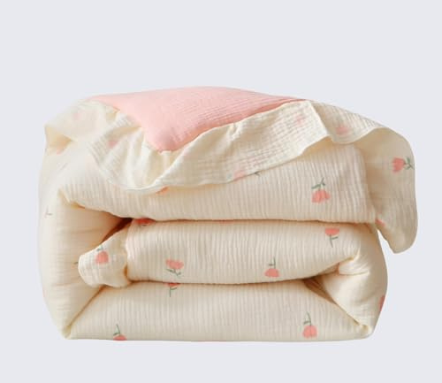 CLoucl 100% Cotton Muslin Crib Comforter/Quilt,Ultra Soft Cozy Reversible Baby Blanket,All Season Toddler Blankets for Boys and Girls, Machine Washable,41x48