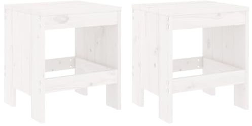 HETFTJN Bistrostuhl Gartenstühle Set Angelstuhl Esszimmerstühle Modern - Gartenhocker 2 STK. Weiß 40x36x45 cm Massivholz Kiefer für Terrassen Balcony Garden Outdoor