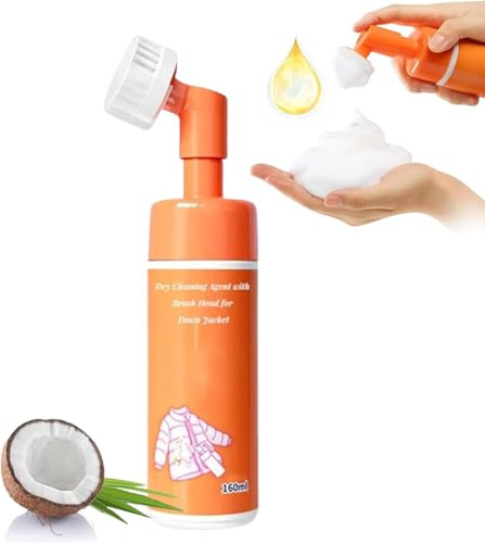 Agent de nettoyage à sec avec tête de brosse pour doudounes, vêtements en duvet, agent de nettoyage rapide sans lavage, nettoyant tout usage pour duvet (1)