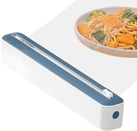 BommFu Plastfolieskärare | magnetisk plastfoliedispenser med skräddare | folieskärare dispenser | 2 i 1 plastfolieskärare – praktisk aluminiumfoliedispenser, låda för kök