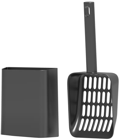 Cat Pooper Scooper, 2 in 1 Cat Litter Scoop with Holder Stand Cat Stuff Cat Scooper for Litter Box Cat Accessories Cat Supplies Kitty Litter Scoop Heavy Duty and Easy Clean Scoop Away Cat Litter