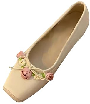 OBiQuzz Ballerines Mary Jane pour femme - Chaussures basses en dentelle - Chaussures de danse élégantes - Ballerines plates - Chaussures d'entraînement - Chaussures de soirée - Chaussures pour femme