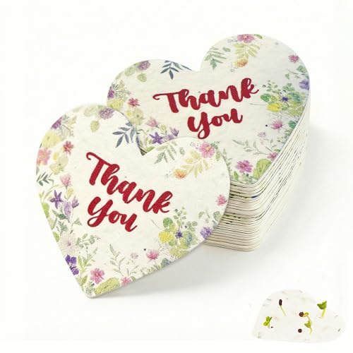 nulala 20Pack 'Thank you' Herz pflanzbare Samen Papier handgemachte Wildblume Samen Papier, Wildblume Party Gaben, Hochzeit Gaben, Bridal Shower Favor, Baby Shower Favor