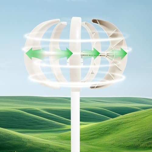 KiwiHood 600W Vertical Axis Wind Turbine Generator White Lantern Wind Generator 12V Lantern-Style Home Windmill for Boat/Solar Hybrid Systems, Low 6.56ft/s Startup, 147mph Survival Speed