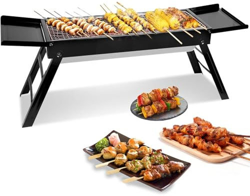 Parrilla de carbón portátil – Parrilla plegable para barbacoa | Equipo de cocina portátil al aire libre para picnic, portón trasero, jardín, senderismo, playa, mochilero, camping