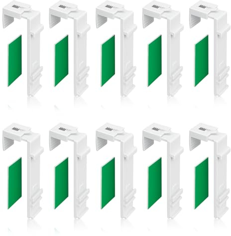 Set di 10 staffe di serraggio lunghe compatibili con Klemmfix Store doppio, fissaggio tenda senza foratura, accessorio o parte di ricambio per appendere alla finestra in PVC, porta del balcone