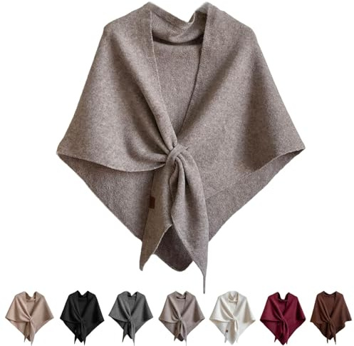 2025 New Pashmina Wraps for Women Solid Color Scarf Casual Soft Comfortable Knitted Sweater Triangle Shawl Top for Daily Wear Beige Large Wide Fashion Stylish Chic Crocheted Fall Lace Up Fluffy Small