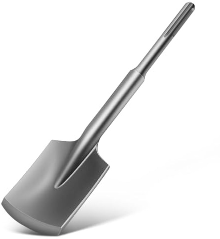 SDS MAX - Scalpello per asfalto, 435 x 110 mm, SDS Max con valigetta di plastica, paletta per asfalto, per martelli di demolizione, rimozione di argilla e calcestruzzo sfuso