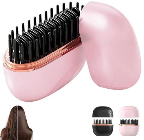 Mini plattång, uppladdningsbar bärbar plattkam, 30s uppvärmning, 3-hastighets temperaturkontroll, for hemresor(Pink)