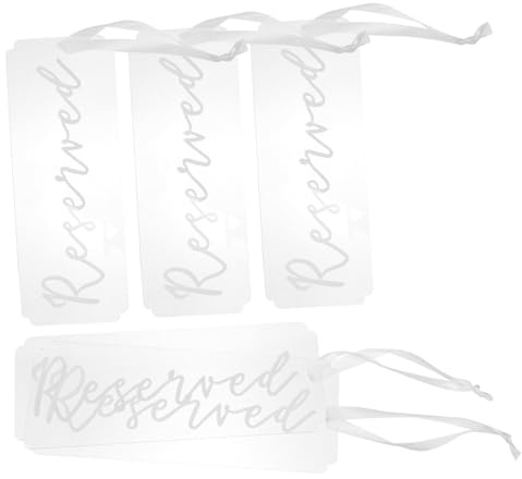 FIXOSHEE Cartelli Trasparenti in Acrilico per Sedie Riservate, Set da 5 Pezzi, Segnaposto Riutilizzabili per Matrimoni e Feste, Design Elegante per Prenotazione Posti in Chiesa