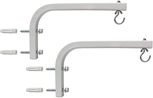AKIA SCREENS 10 Inch Universal Projector Screen L-Bracket Wall Mount Kit, Adjustable Extension 3–10 Inch, Steel Hanging Hooks for Indoor Outdoor Projection Screens, White, AK-ZLB10W