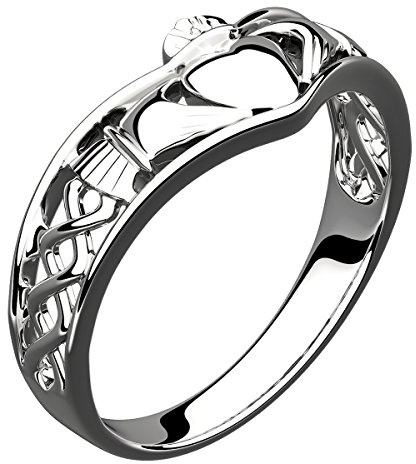 GWG Jewellery Damen Ringe Geschenk Claddagh Ring Sterlingsilber Halbband und keltisches Knotendesign für Frauen