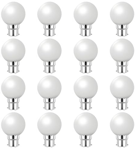 Färgade dekorativa glödlampor, B22 bajonett LED mini golfbollslampor, energibesparande, för utomhus inomhus heminredning, halloween, jul, träd, älvfest nattlampor, 16-pack (varm vit)