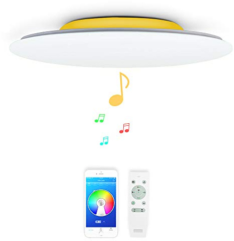 36w Φ40cm Musik Led Deckenleuchte mit Bluetooth Lautsprecher, Deckenlampe Farbwechsel mit Fernbedienung und APP-Steuerung, Innenbeleuchtung Dimmbar für Wohnzimmer Schlafzimmer Kinderzimmer Küche