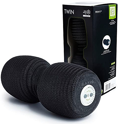 BLACKROLL® Booster Set Twin avec rouleau de massage pour fascias (dureté moyenne) Noir Massage efficace par vibration avec contrôle de l'intensité en continu