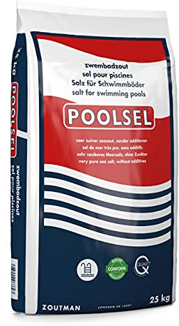 Höfer Chemie Sel Marin pour Piscine 1 x 25 kg - Haute Pureté | Sel de Haute Pureté pour Électrolyse - Cristaux 1 - 2 mm Très Solubles - Traitement de l’Eau de Piscine sans Agents Nocifs
