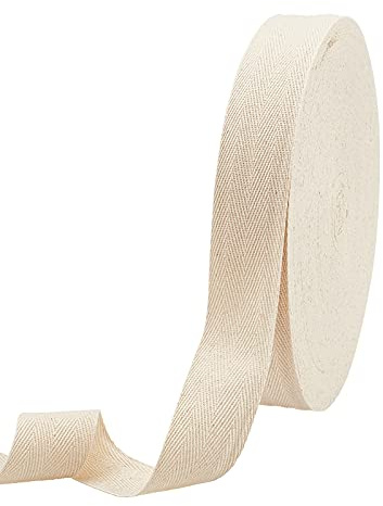 nbeads 50 m/rulle med fiskbensband, 35 mm brett bomullsband av twill bomullstejp, fiskbensband, för DIY sömnad hantverk, antikt vitt