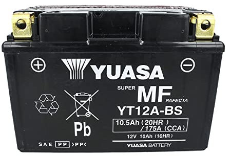 Yuasa YT12A-BS Motorradbatterie, wartungsfrei, 12 V, 10 Ah, Maße: 150 x 87 x 106 mm, kompatibel mit Suzuki SFV650 Gladius 650-2015