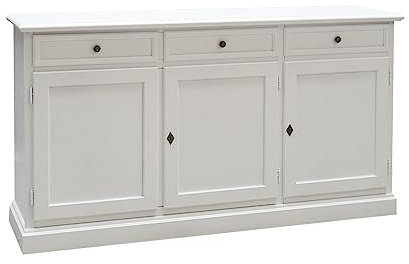 Vicentini arreda CREDENZA MADIA IN LEGNO NOCE ARTE POVERA, CILIEGIO, BIANCO, ANTICATO (bianco)