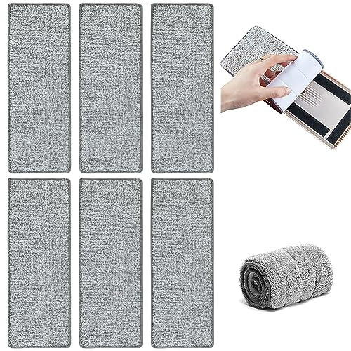 Mop Pads,6 Stück Mop Microfaser Reinigungspads,Wischmopp Reinigungskissen,Mop Ersatztuch Geeignet für Flachmopp und Hartholz,Marmor,Keramikfliesen usw,ca.33*12 cm