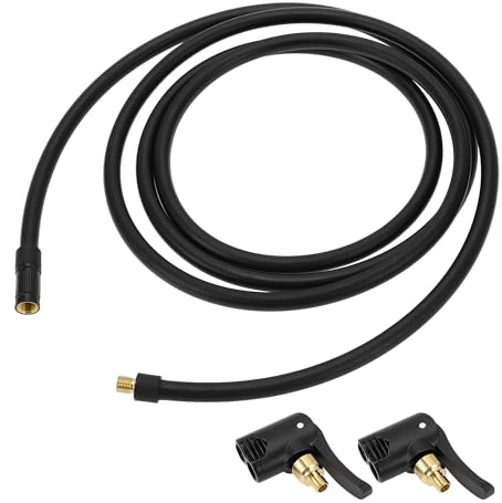 INFINAUTO Tubo De Extensión Para Inflador De Neumáticos 200cm 1Pc Negro | Color Tono Dorado, Material Goma Y Metal, Rosca M8X0.8, DI 7.8mm, Conexión Interna, Adaptador 0.305InX32TPI, 2 Boquillas