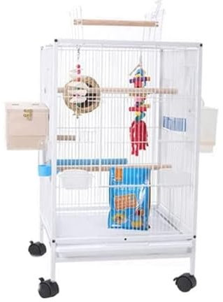 MDWZH Vogelkäfig Wellensittich Schmiedeeiserne Vogelkäfige Großer Flugkäfig Mit Ständer Vogelkäfig Für Haustiere Für Den Familienbalkon Im Freien Vogel Käfig(White)