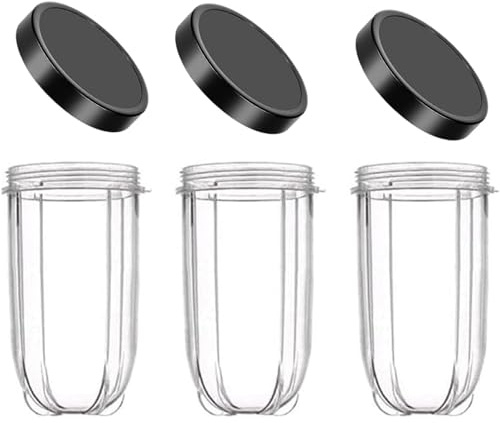 Taza de Repuesto para Magic Bullet de 250 W | 3 Piezas 470ml Vaso Batidora de Mano con Tapa Compatible con Licuadora Magic Bullet de 250 W