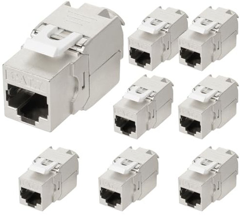 OFFCUP CAT 7 Modulo Keystone Jack, Modulo Keystone Cat-7 schermato 500 MHz 10GBase Presa a muro Ethernet, Jack Keystone RJ45 Cat 7 Montaggio senza attrezzi Rete Schermatura, 8 Pezzi
