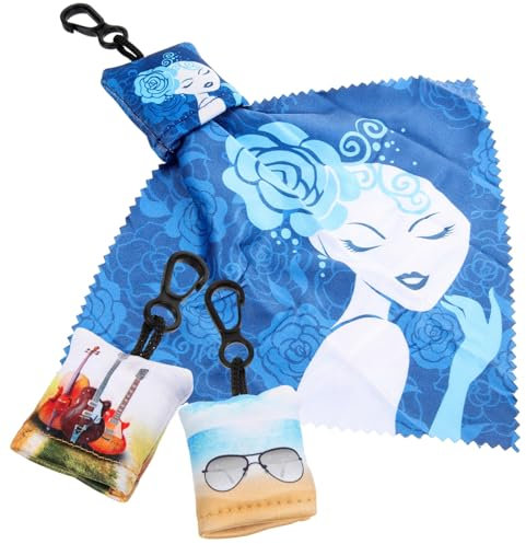 KOMBIUDA 3pezzi Panni Pulizia Schermi e Lenti Con Portachiavi Decorativo Panni Compatti Multifunzione Per Occhiali Telefono Fotocamera e Laptop Resistente e Facile Da Trasportare