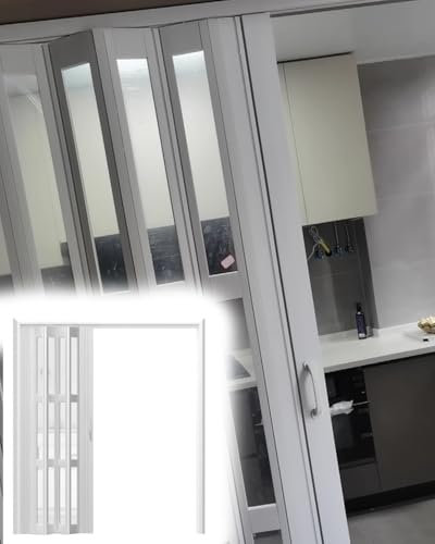 Falttür PVC-Falttüren Innen Weiß, Schiebe-Falttür in Sondergröße, 20 30 40 50 60 70 80 Zoll Hoch, Schrank-/Küchen-Schiebegitter(62cmx101cm/24.4inx39.8in)
