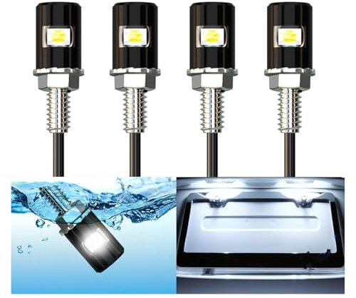 Xnourney License Plate Light, License Tag Screw Bolt LED, Super Bright 12V Waterproof License Plate LED Bulb Motorcycle Tag Lights Legal for Motorcycle Bike Truck RV ATV, Pack of 4