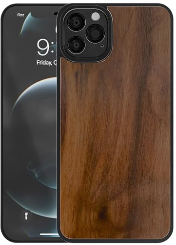 FEJUC Coque compatible avec Apple iPhone 12 Pro Max, bois véritable naturel et pare-chocs en TPU, coque hybride durable et résistante aux chocs, coque de protection en bois pour iPhone 12 Pro Max