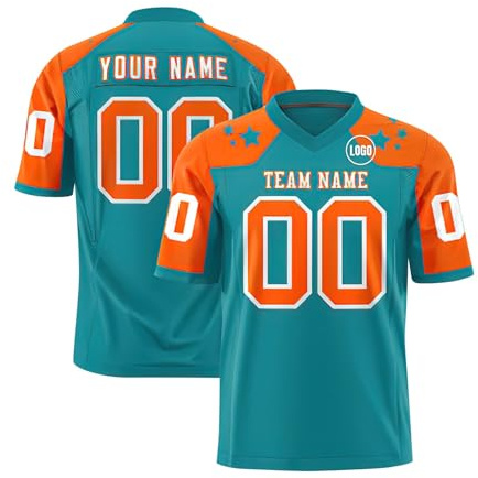 Football Uniform Loose Fit Shirts Men/women/youth Custom American Football Jersey Breathable T-Shirts Sport Active Athletic Tops Personalised Name Number Logo Kids 3-Orange