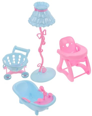 Milisten Girls Miniature Dollhouse Accessories Bath Toys Set Stroller Chair Shopping Cart Bathtub Enhance Fine Motor Skills
