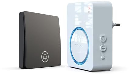 m-e Funkklingel KB-100 | mit batterielosem Sender und Empfänger | Kinetische Türklingel mit 100 Meter Funkreichweite | Nachhaltiges Türklingelset | Öko - ohne Batterieabfälle | Ohne Installation