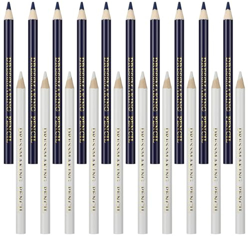 saerryor 20 Pcs Fabric Tailors Markers for Sewing, Water Soluble Fabric Pencil Tailors Chalk Sewing Marking Tool for Dressmaking Quilting Embroidery DIY Crafts(Blue & White)