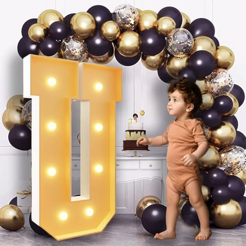 Lettres de chapiteau de 0,7 m de haut - Grandes lettres lumineuses - Décorations de fête prénatale - Mariage - Fiançailles - Décorations de fête - Toile de fond en carton U