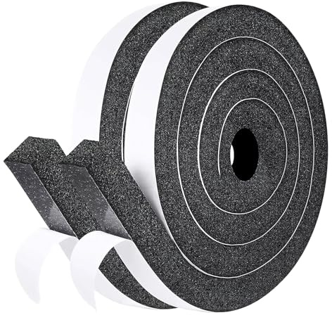 2 Rouleaux Joint Fenêtre Isolation, Joint Porte de Mousse Adhésive, Joint Isolation du bruit et Froid, Anti-glisse, Bande Anti-froid Antichoc, 15mm x 10mm x 2m Joint Autocollant