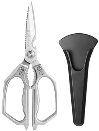 Kitchen Scissor, Heavy Duty Stainless Steel Kitchen Shears Scissor for Food, Sharp Cooking Scissors for Meat Chicken Fish Nut Vegetable Herb, Bottle Opener (Sliver)