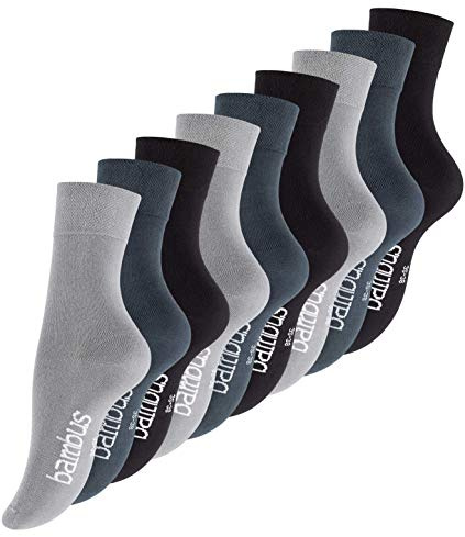 Vincent Creation 6–9 par bambustrumpor, unisex, för kvinnor och män, handsydd spets, 9 par – blandade (grå, stjärnhyvel, svart)