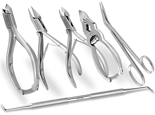 Pediküre Fußpflege-Set 6-teiliges Fußpflegeinstrumente-Set aus Edelstahl. | Nagelzangen Set für extra dicke, sehr harte und eingewachsene Nägel sowie Fußnägel